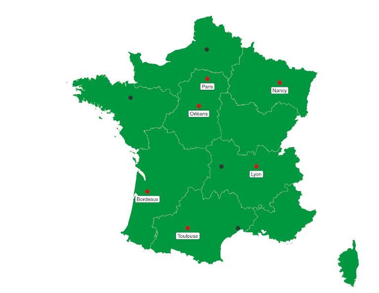 Les implantations de l'IDF